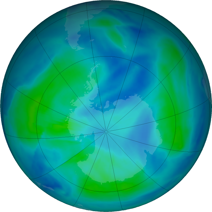 Antarctic ozone map for 11 March 2022